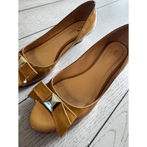 Kate Spade Beige Leather Womens Theresa Open Toe Wedge Pumps Size 8.5B - Picture 3 of 7